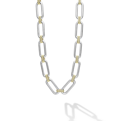 Signature Caviar Two-Tone Link Necklace