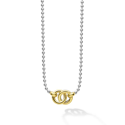 Signature Caviar Two-Tone Interlocking Pendant Necklace