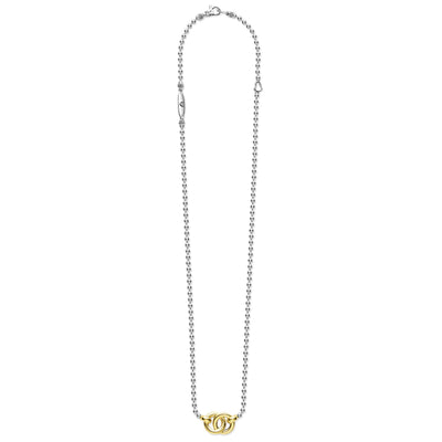 Signature Caviar Two-Tone Interlocking Pendant Necklace