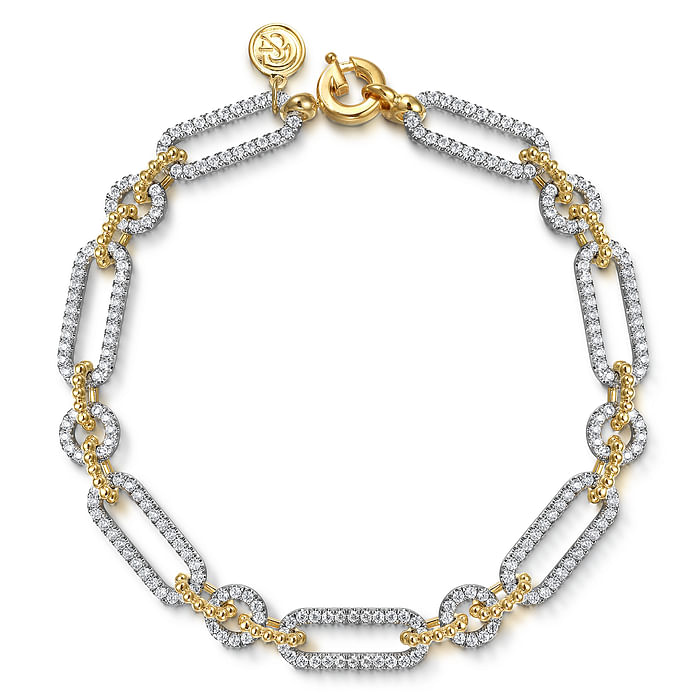 14K White and Yellow Gold Diamond Bujukan Link Bracelet