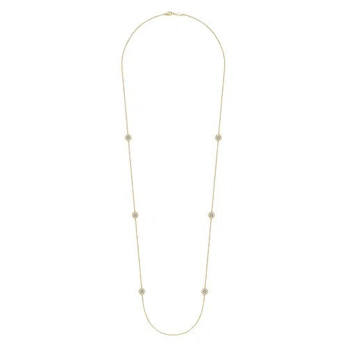 14K Yellow Gold Bujukan Double Sided Diamond Station Necklace