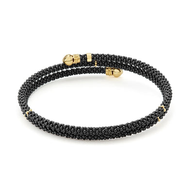 Black Caviar Ceramic Wrap Diamond Bracelet | 3mm