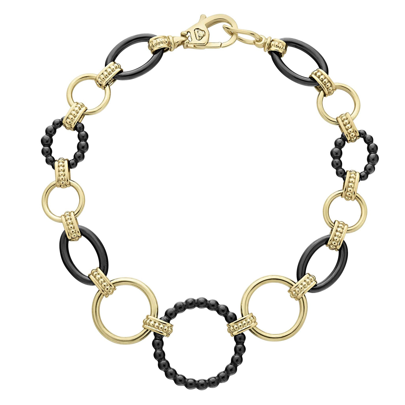 Meridian 18K Gold and Black Ceramic Link Bracelet | 20mm