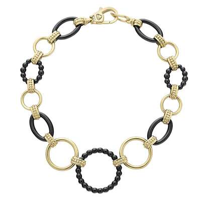 Meridian 18K Gold and Black Ceramic Link Bracelet | 20mm