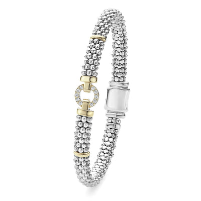 Enso Two-Tone Diamond Circle Caviar Bracelet | 6mm