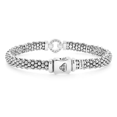 Enso Two-Tone Diamond Circle Caviar Bracelet | 6mm