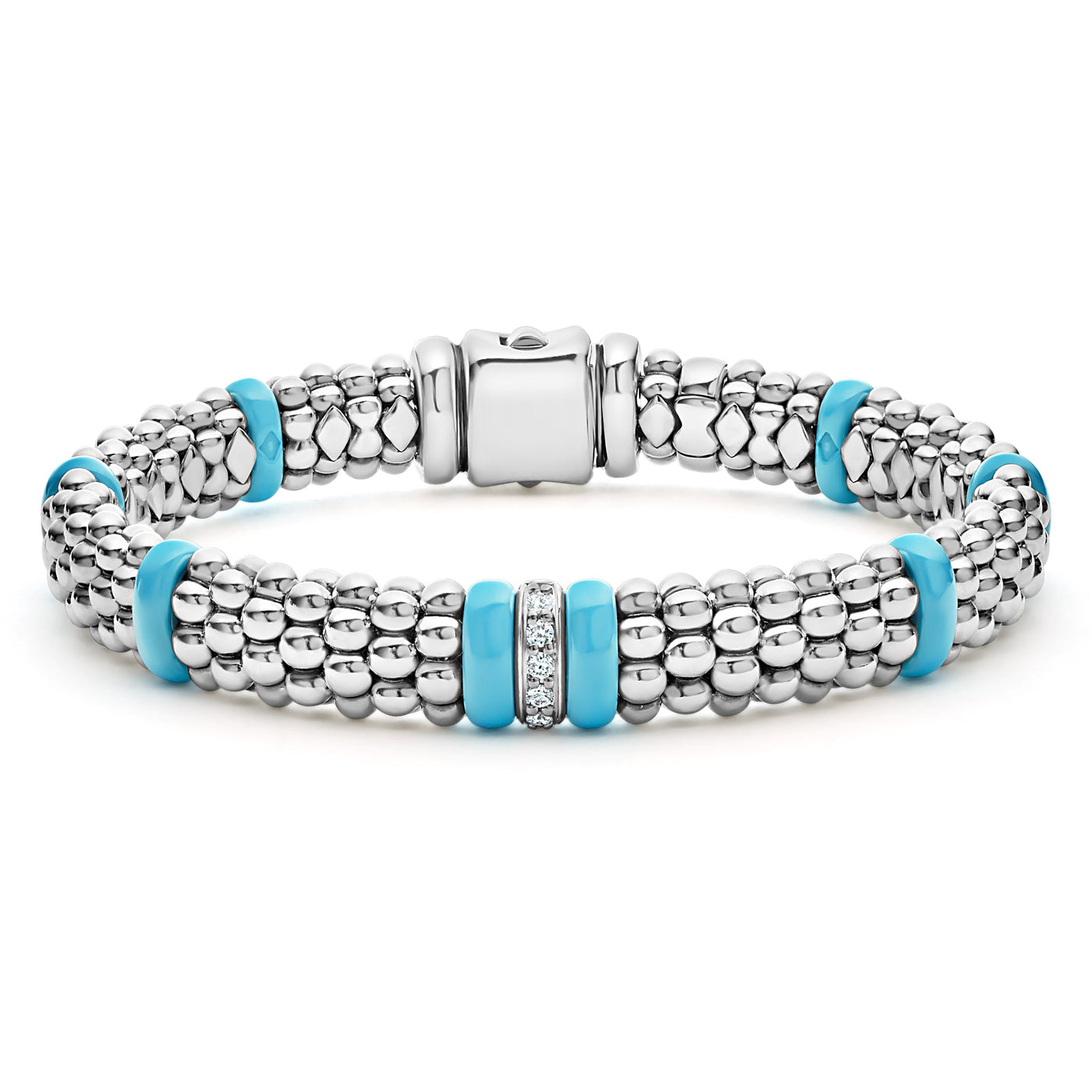 Blue Caviar Single Station Diamond Caviar Bracelet | 9mm