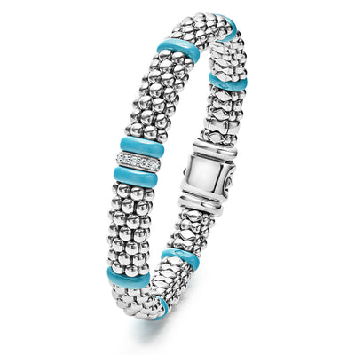 Blue Caviar Single Station Diamond Caviar Bracelet | 9mm