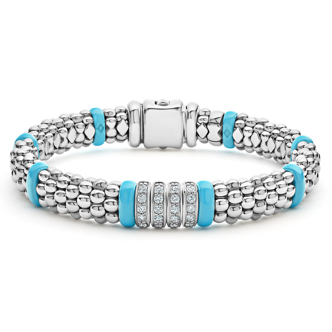 Blue Caviar Four Station Diamond Caviar Bracelet | 9mm