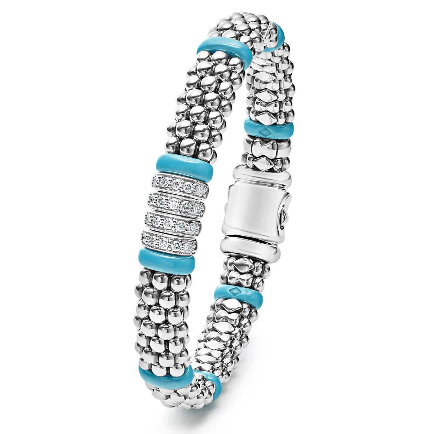 Blue Caviar Four Station Diamond Caviar Bracelet | 9mm