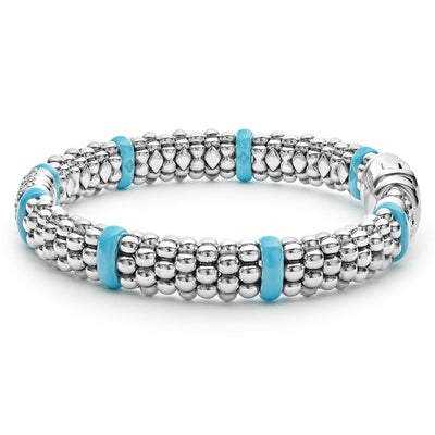 Blue Caviar Four Station Diamond Caviar Bracelet | 9mm