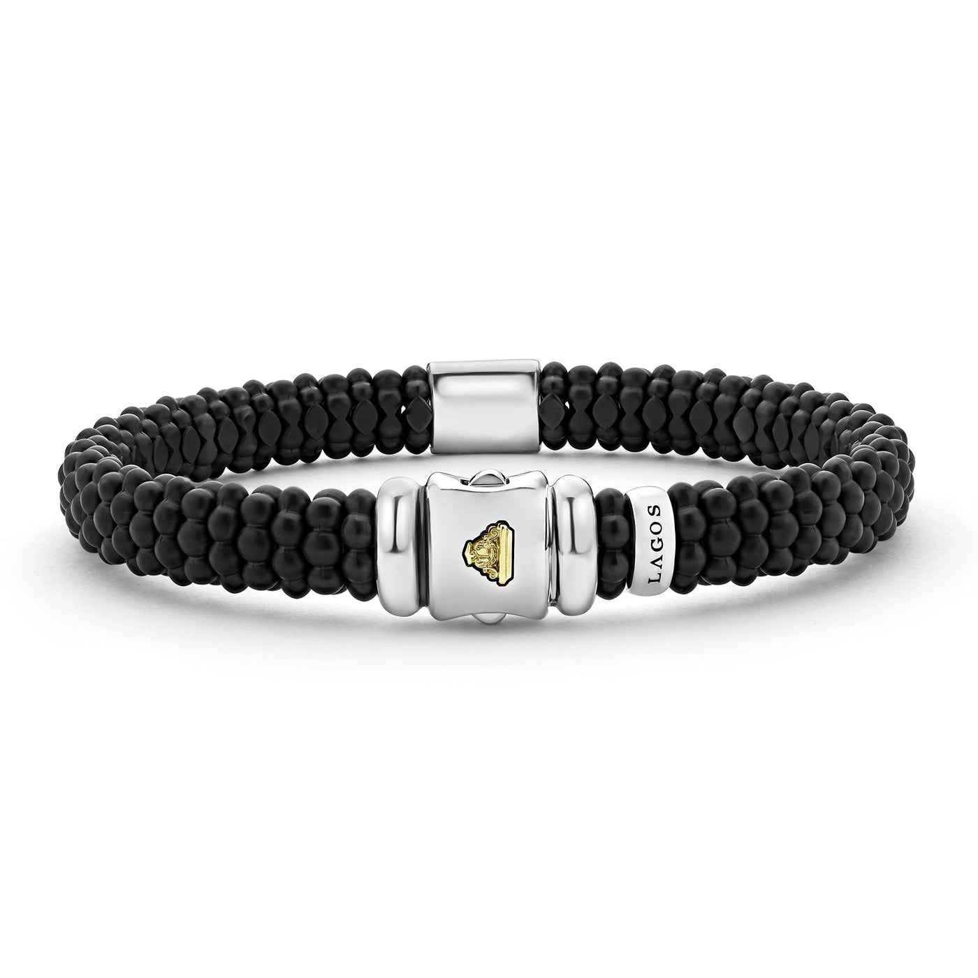 Black Caviar 18K Gold Matte Ceramic Beaded Bracelet | 9mm