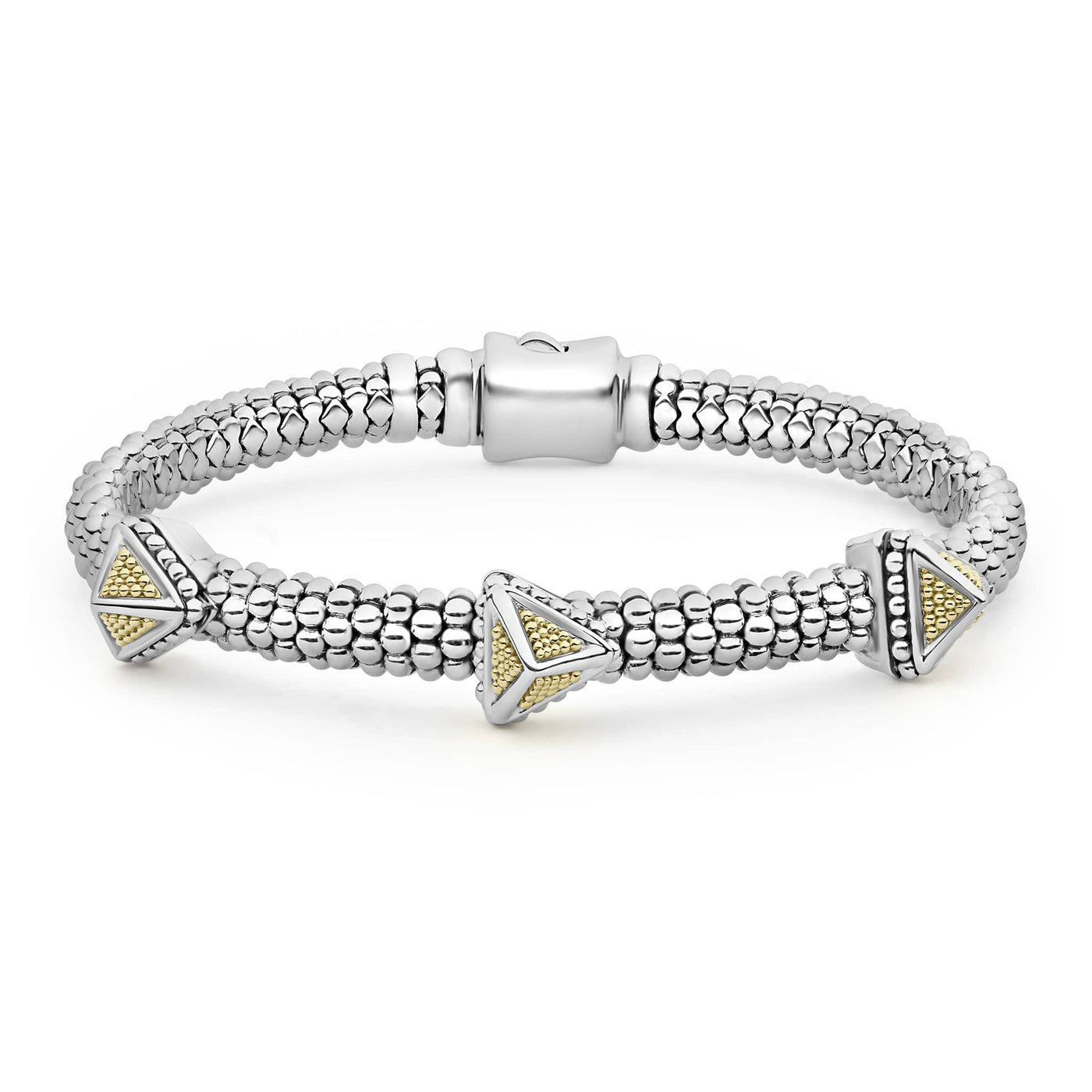 KSL Three Station Pyramid Caviar Bracelet | 6mm