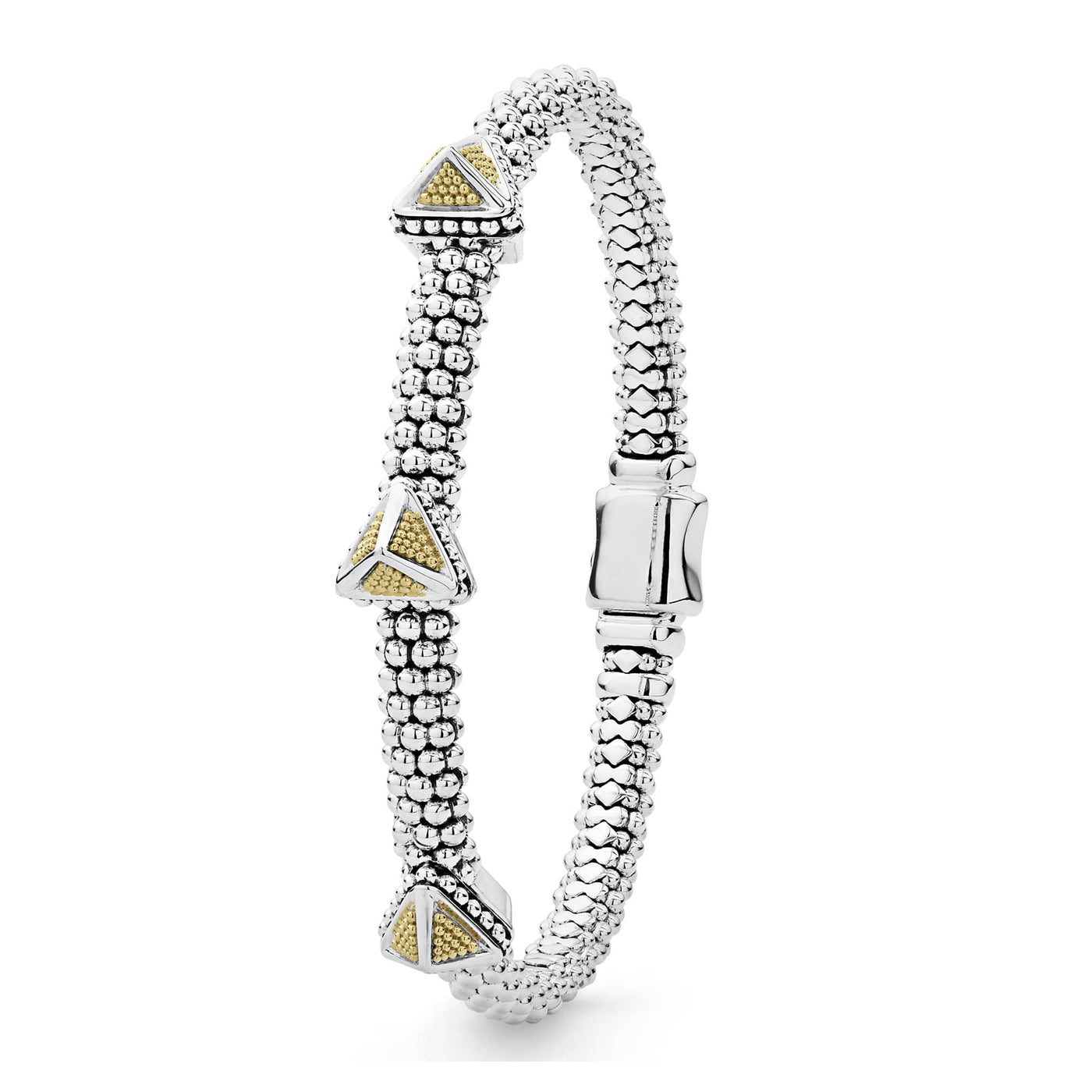 KSL Three Station Pyramid Caviar Bracelet | 6mm