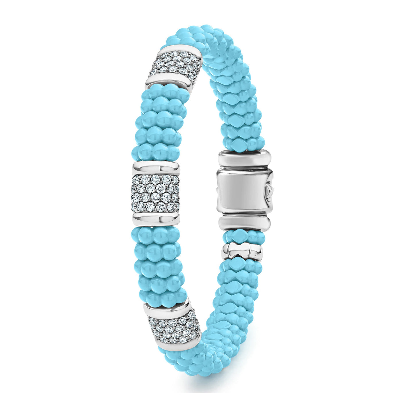 Blue Caviar Three Station Ceramic Diamond Bracelet | 9mm