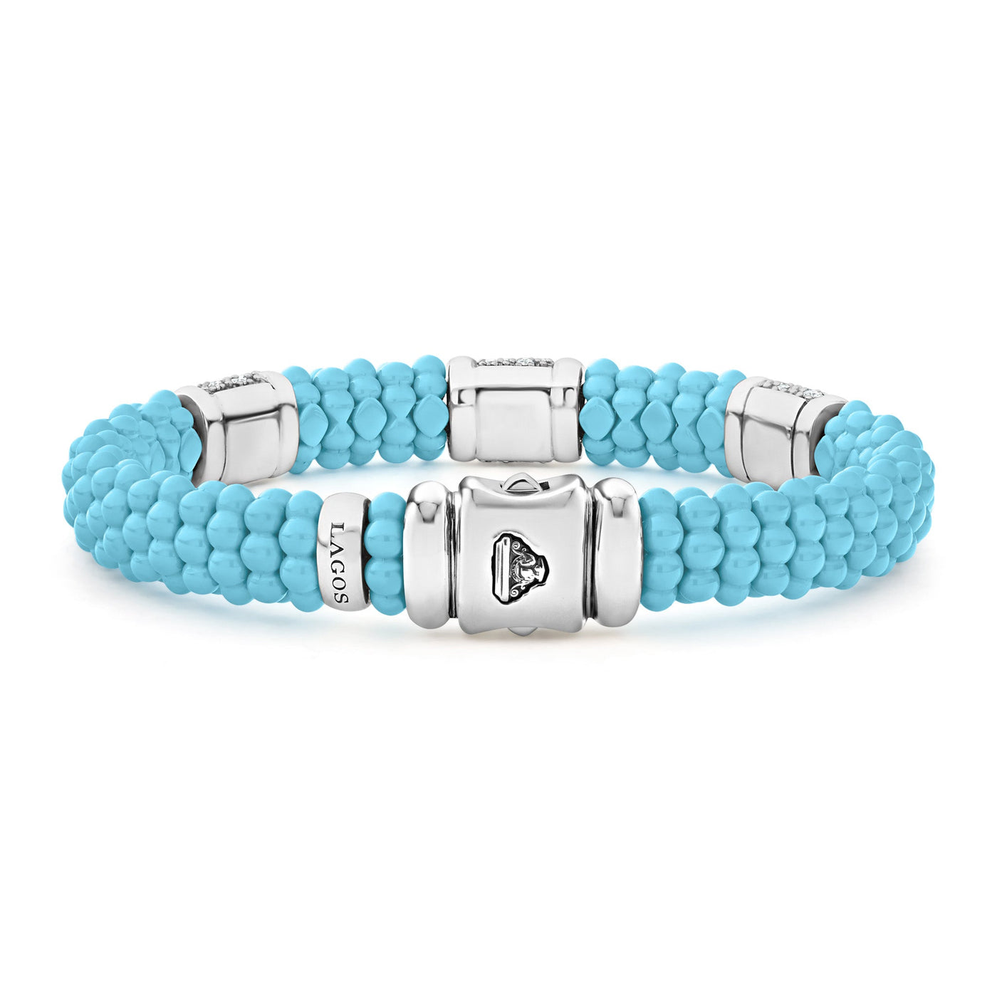 Blue Caviar Three Station Ceramic Diamond Bracelet | 9mm