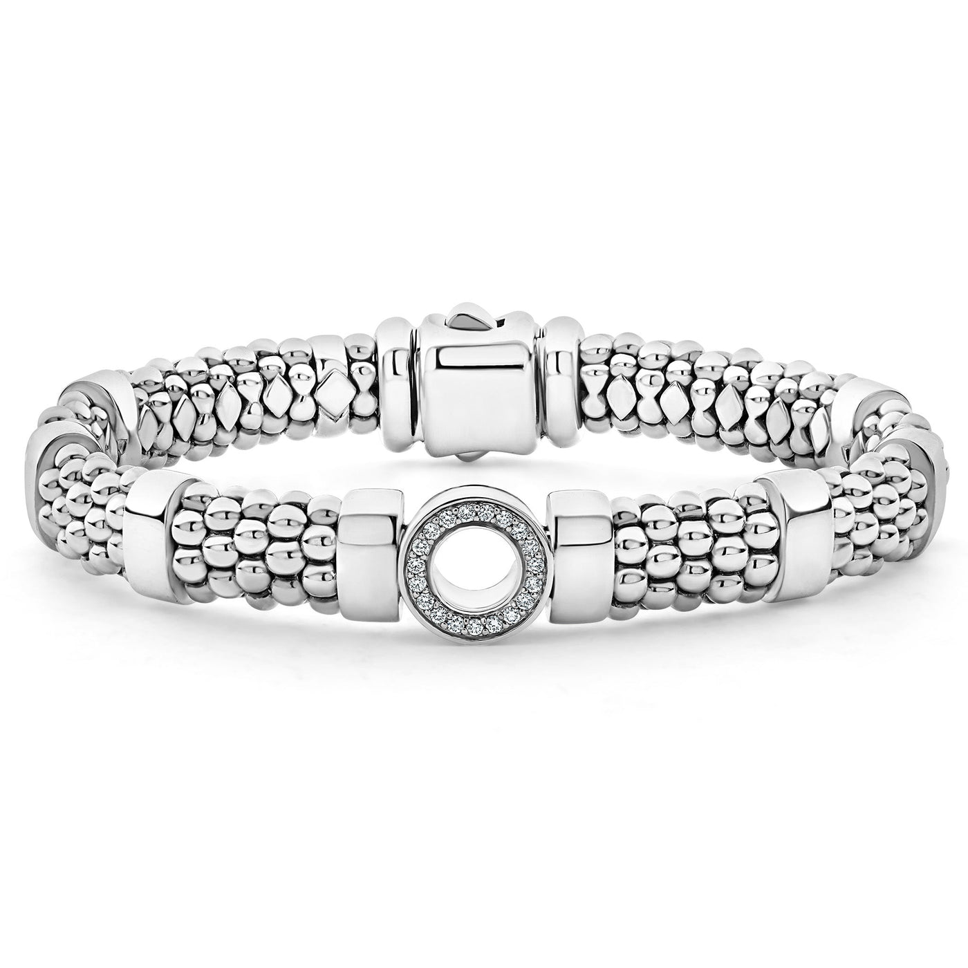 Caviar Spark Single Station Diamond Circle Caviar Bracelet | 9mm