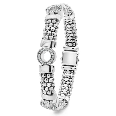 Caviar Spark Three Station Diamond Circle Caviar Bracelet | 9mm