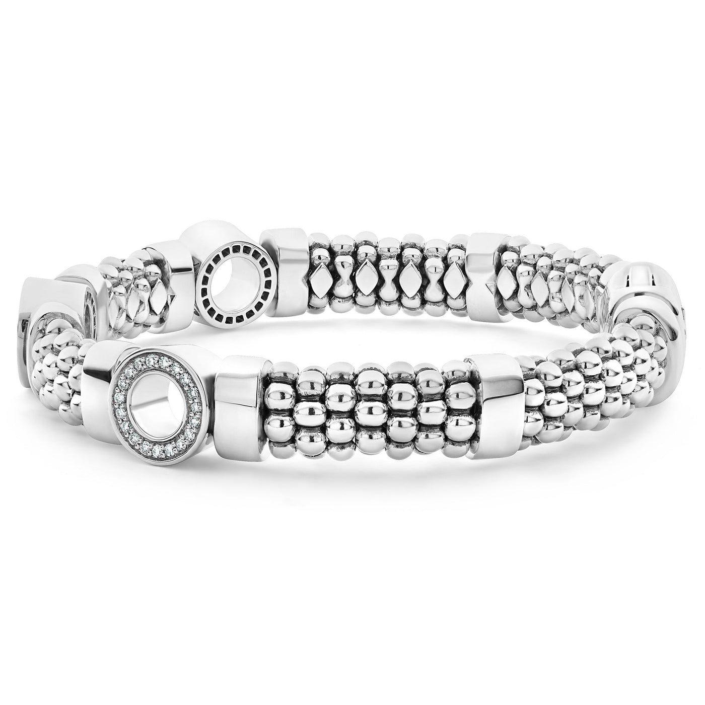 Caviar Spark Three Station Diamond Circle Caviar Bracelet | 9mm