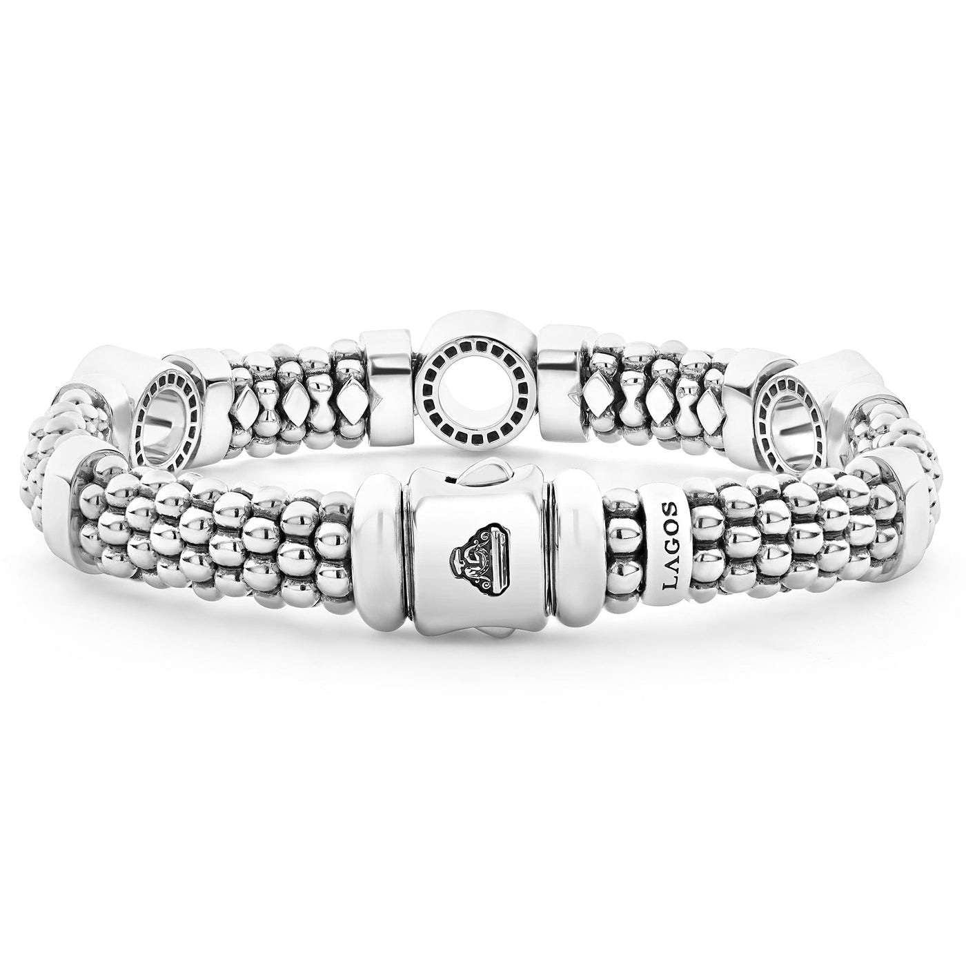 Caviar Spark Three Station Diamond Circle Caviar Bracelet | 9mm