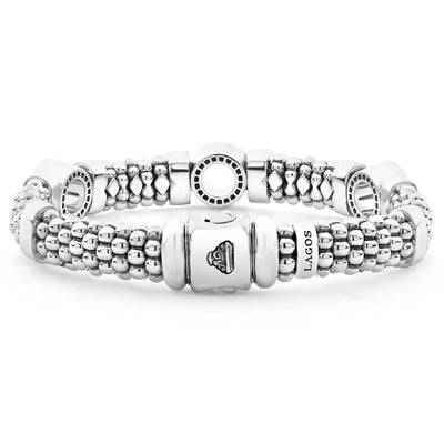 Caviar Spark Three Station Diamond Circle Caviar Bracelet | 9mm