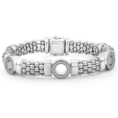 Caviar Spark Three Station Diamond Circle Caviar Bracelet | 9mm