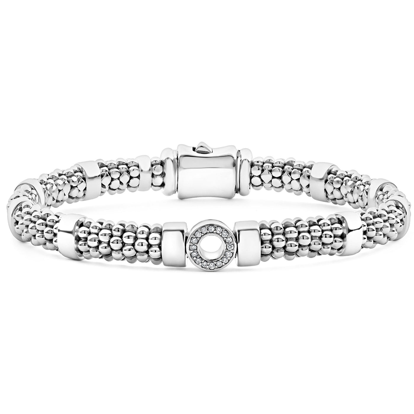 Caviar Spark Small Single Station Diamond Circle Caviar Bracelet | 6mm