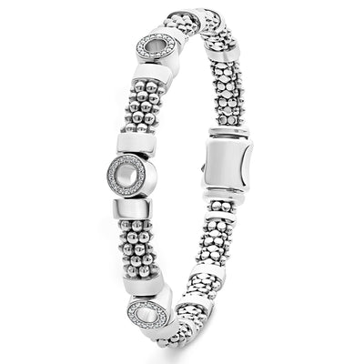 Caviar Spark Three Station Diamond Circle Caviar Bracelet | 6mm