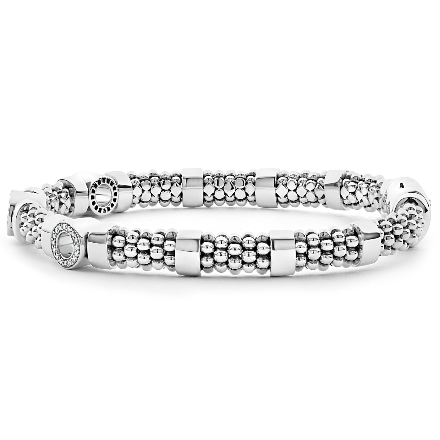 Caviar Spark Three Station Diamond Circle Caviar Bracelet | 6mm