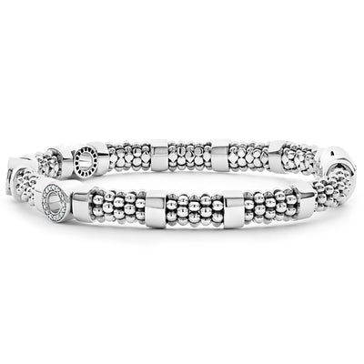 Caviar Spark Three Station Diamond Circle Caviar Bracelet | 6mm