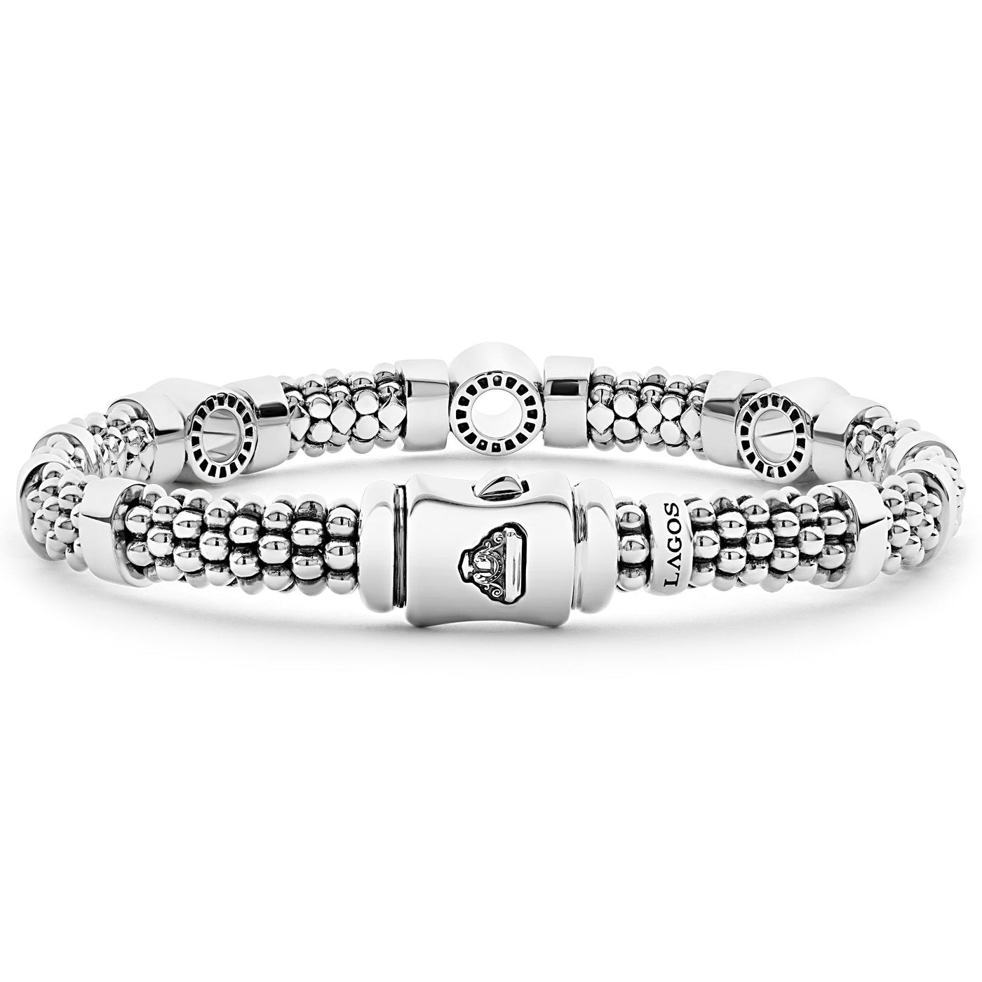 Caviar Spark Three Station Diamond Circle Caviar Bracelet | 6mm