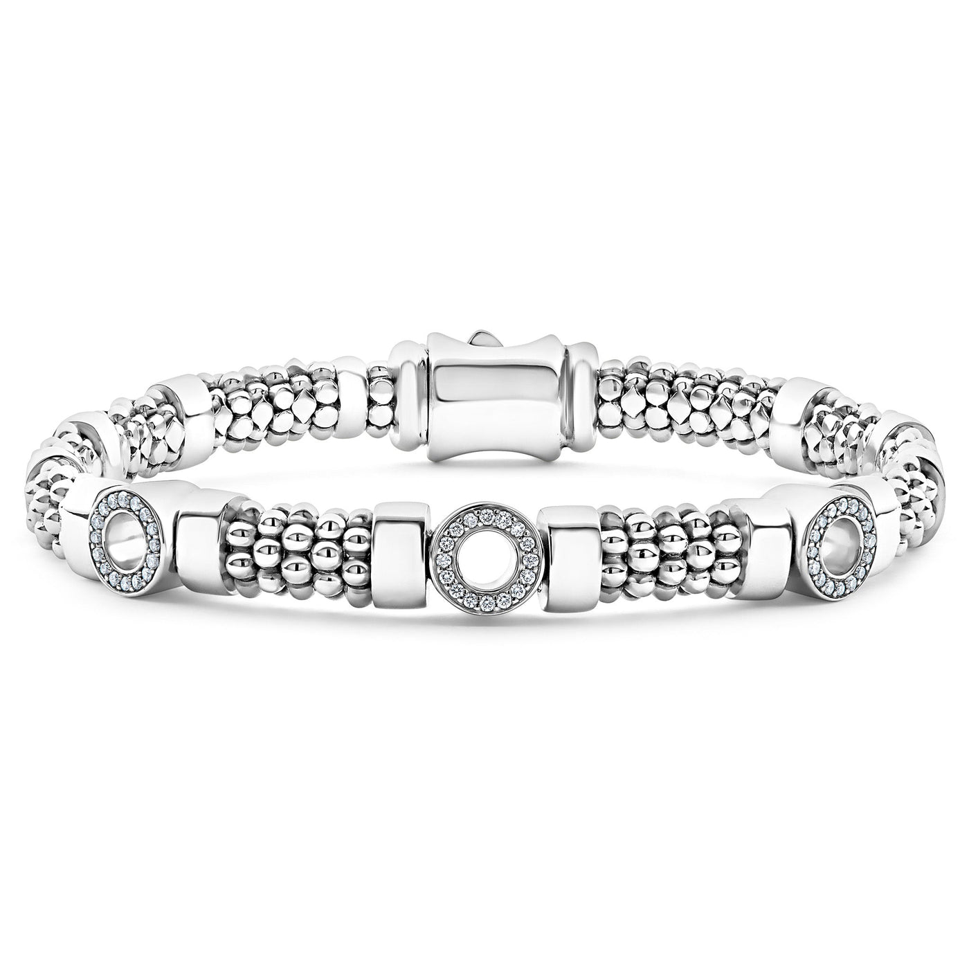 Caviar Spark Three Station Diamond Circle Caviar Bracelet | 6mm