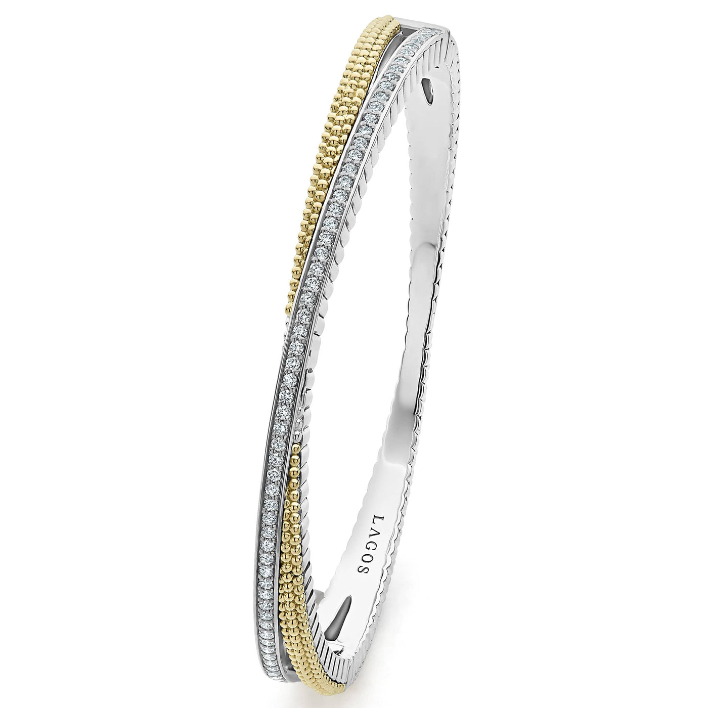 Caviar Lux 18K Gold Caviar and Diamond Bangle