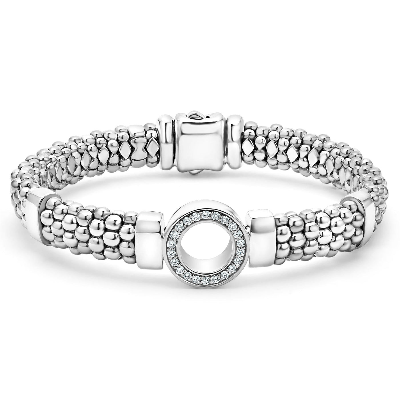 Caviar Spark Single Station Diamond Circle Caviar Bracelet | 9mm