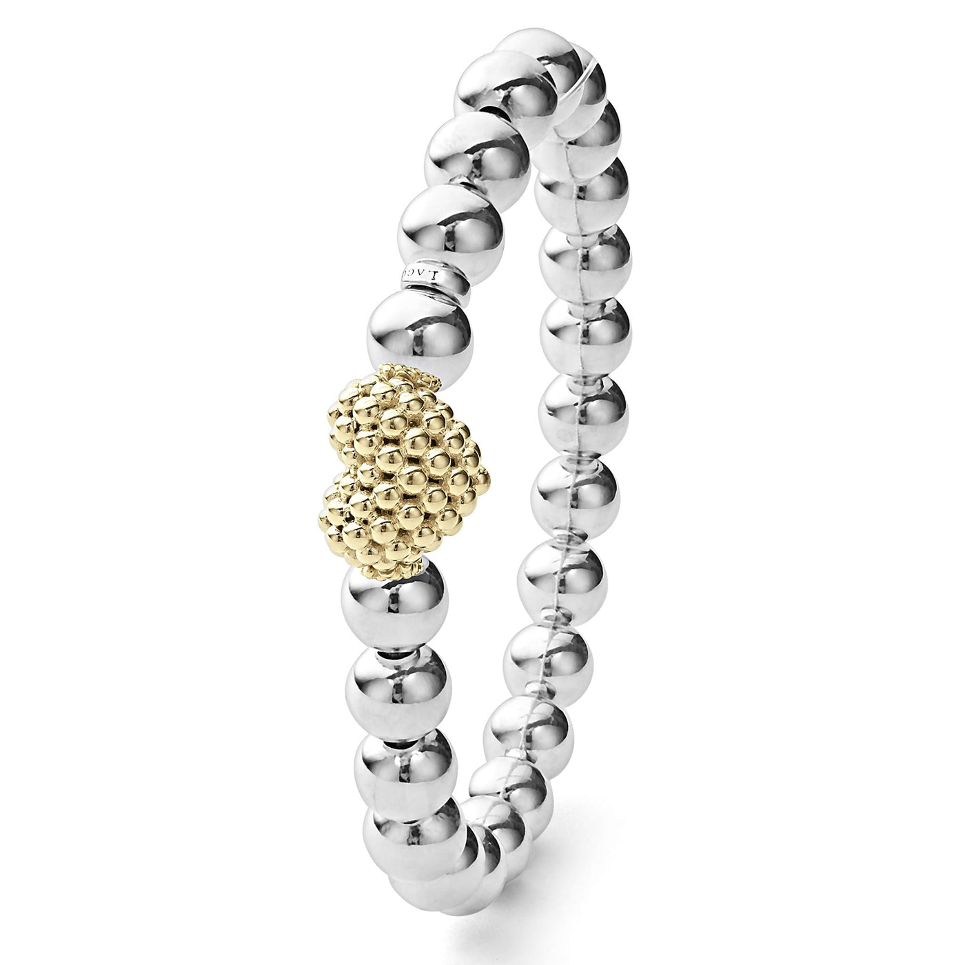 Signature Caviar Stretch Gold Heart Bead Bracelet