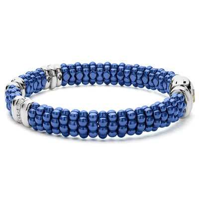 Blue Caviar Three Station Ceramic Diamond Bracelet | 9mm