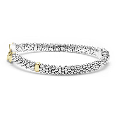 Signature Caviar Two-Tone Interlocking Caviar Bracelet | 6mm