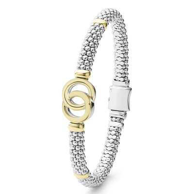 Signature Caviar Two-Tone Interlocking Caviar Bracelet | 6mm