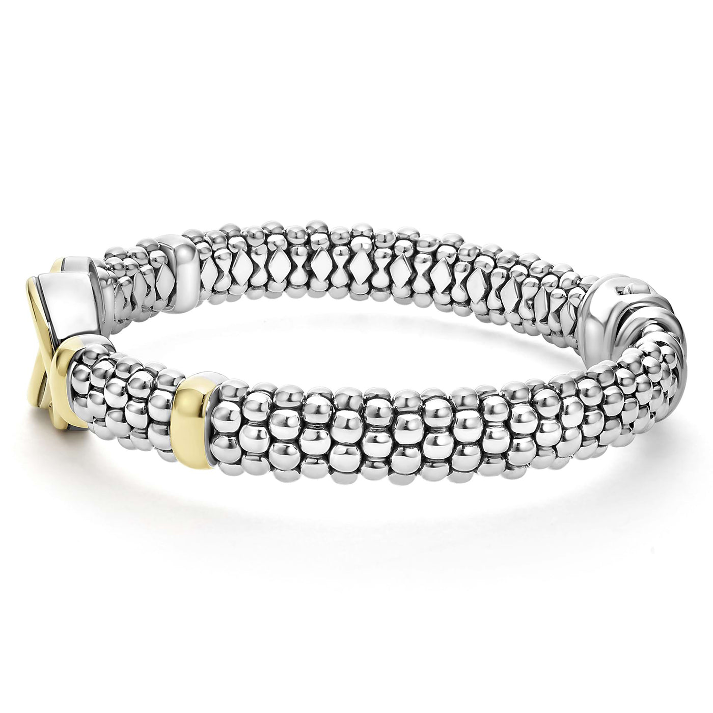 Signature Caviar Two-Tone Interlocking Caviar Bracelet | 9mm