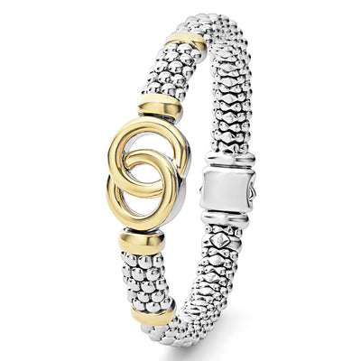 Signature Caviar Two-Tone Interlocking Caviar Bracelet | 9mm