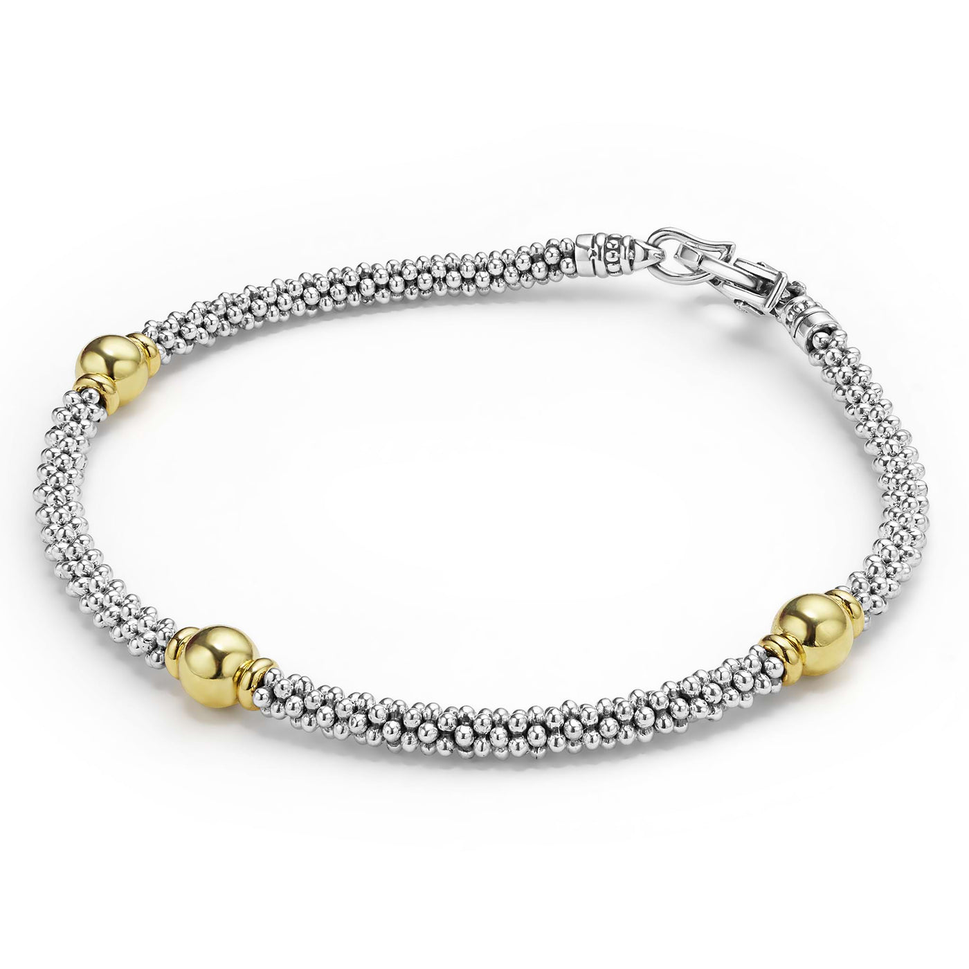 Signature Caviar Two-Tone Station Bracelet | 3mm