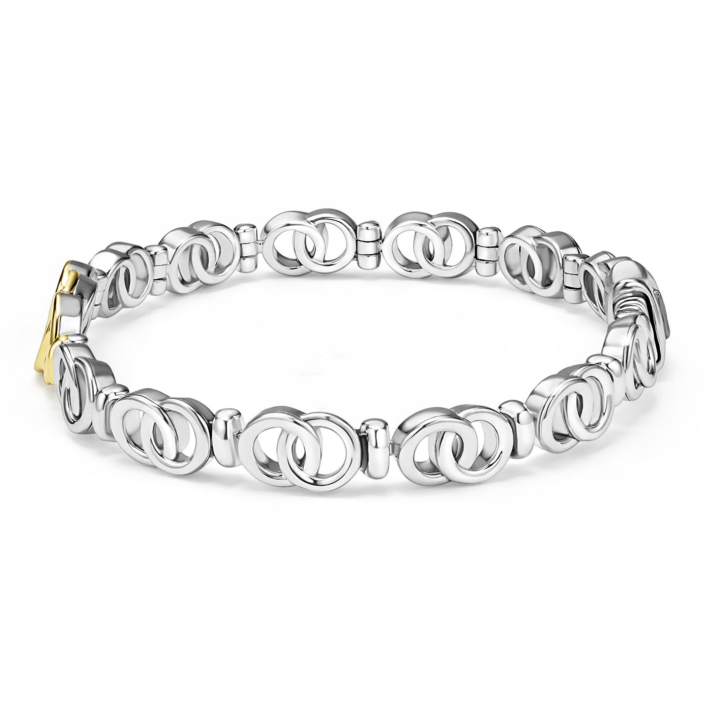 Signature Caviar Two-Tone Interlocking Diamond Link Bracelet