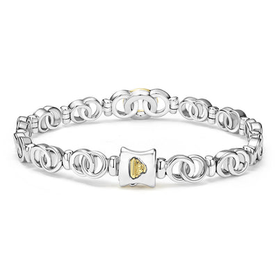 Signature Caviar Two-Tone Interlocking Diamond Link Bracelet