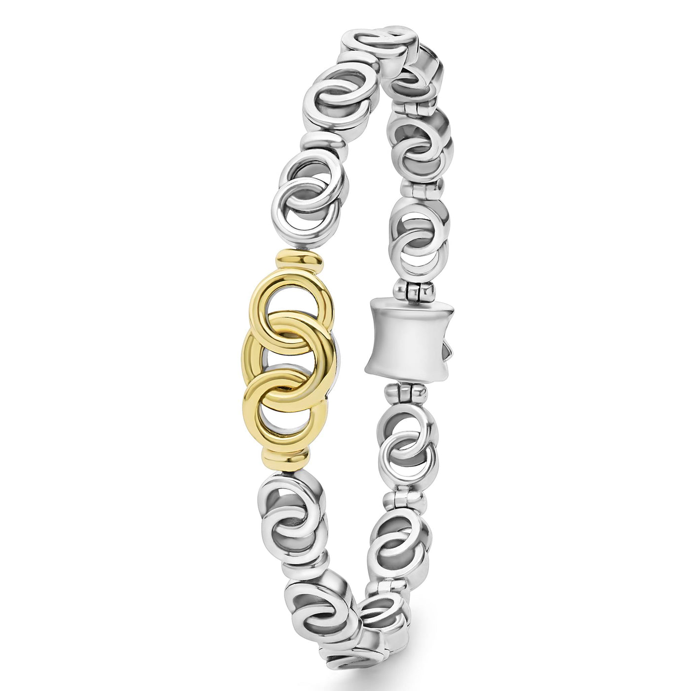 Signature Caviar Two-Tone Interlocking Link Bracelet