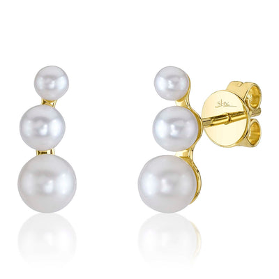 CULTURED PEARL STUD EARRING