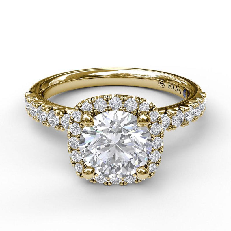 Classic Diamond Halo Engagement Ring with a Gorgeous Side Profile