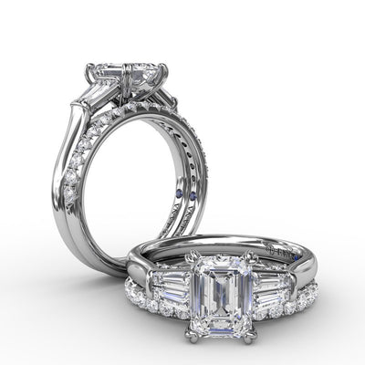 Emerald-Cut Diamond Engagement Ring With Tapered Baguette Side Stones