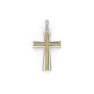 Anthem Two-Tone Caviar Beaded Cross Amulet