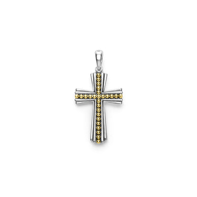 Anthem Two-Tone Caviar Beaded Cross Amulet