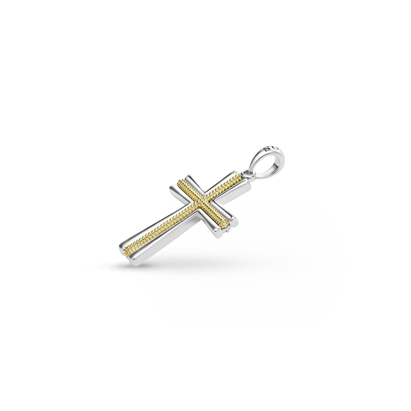 Anthem Small Two-Tone Caviar Beaded Cross Amulet